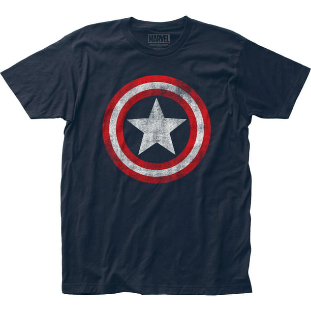 Captain America Distressed Shield Navy T-Shirt 4XLarge 